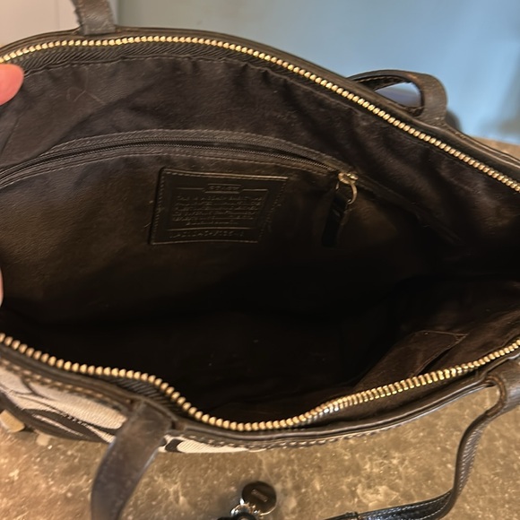 Coach Black and Tan Signature Tote with Leather Accents - Picture 4 of 4